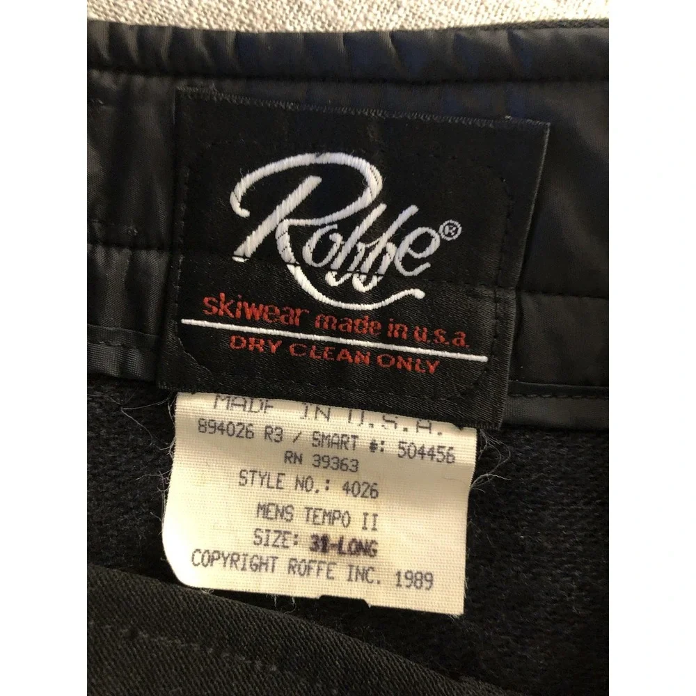 Vintage Roffe Ski Pants Mens 30 Long Black Tempo II Wool Blend Made USA 80s